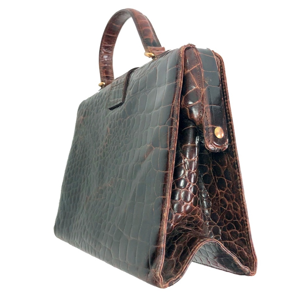 Vintage TALBOTS Brown Leather Croc-embossed Bag